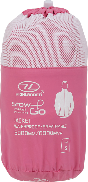 Вітрівка жіноча Highlander Stow & Go Pack Away Rain Jacket 6000 mm Pink S (JAC077L-PK-S)