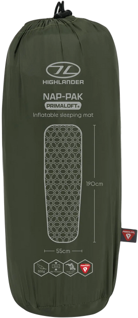Килимок надувний Highlander Nap-Pak Inflatable Sleeping Mat XL 5 cm Olive (AIR073-OG) 930483 фото