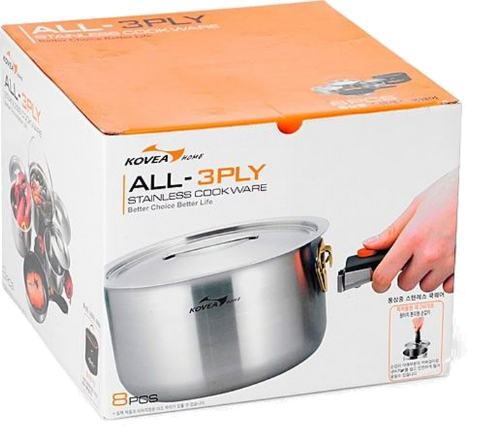 Набір посуду Kovea All-3PLY Stainles Cookware(7~8) KKW-CW1105 8806372095796 фото