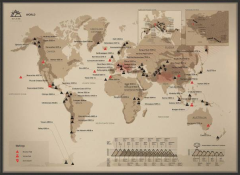 Карта со скретч покрытием в металической раме  "WORLD"